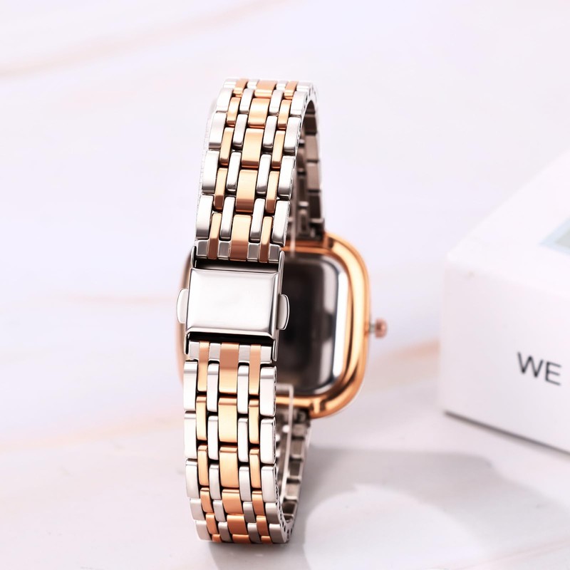 腕時計 レディース 可愛い キラキラ スクエア時計: アナログ 防水 アンティーク オシャレ 合金ベルト