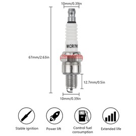 Spark Plug CR7HSA/A7RTC Spark Plug Thread 10 mm for Small Motorcycles Compatible with 50 cc 4-Stroke Scooter GY6 139 QMB/QMA Bosch UR3AC/0242055501 Champion PRZ9HC/RZ96 C Denso U22FSRU Pack of 3