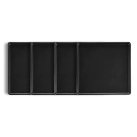 Stone lain Grace Stoneware Appetizer Plate Set, Includes 4 Plates, Black