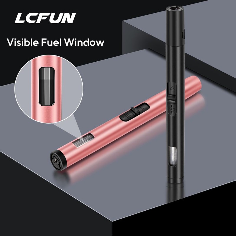 LcFun Torch Lighters 3 Pack Refillable Butane Lighter with Visible