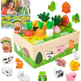 Montessori Toy from 1 2 3 Years, Carrot Plug-in Game Wood, Montessori Children's Wooden Toy, Motor Skills Toy from 1 Year