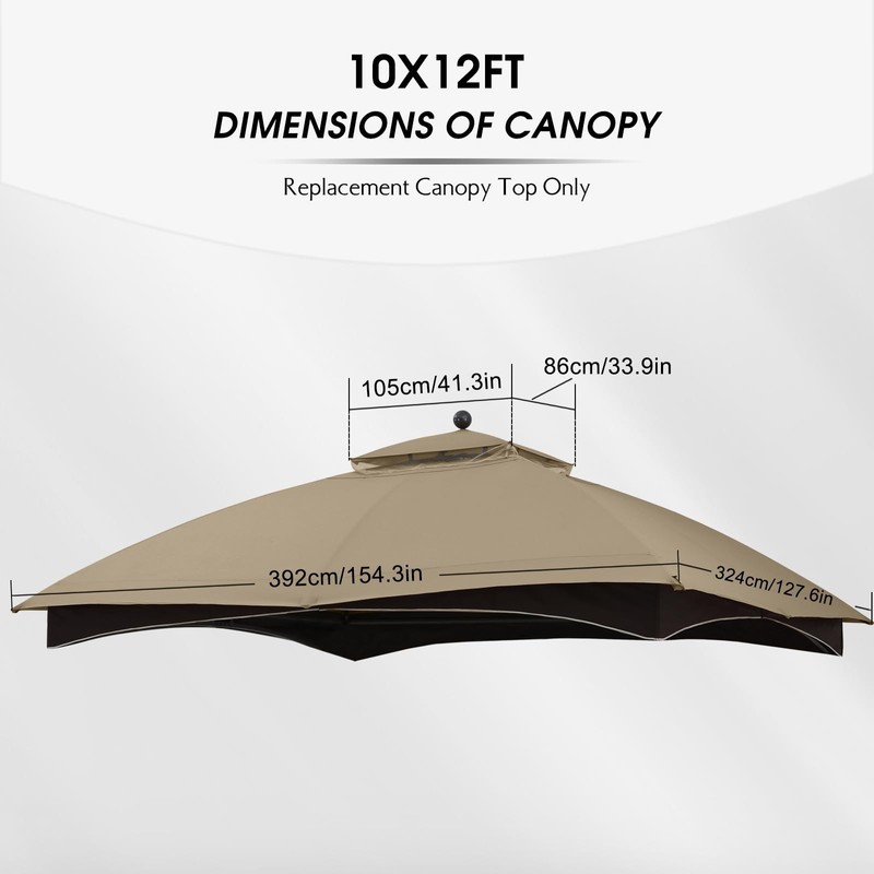 MASTERCANOPY Replacement Canopy Top for Lowe's Allen Roth 10x12 Gazebo
