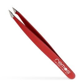 REMOS Combination Tweezers Made of Stainless Steel 9.5 cm - 2-in-1 for Splitters & Hair - Red