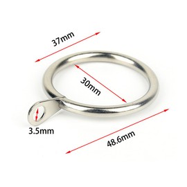 Inner Diameter 1.2 inches (30 mm), Curtain Hook Rings, Suitable for Tension Rod up to 1.0 inch (25 mm) Diameter, Black, Pack of 10