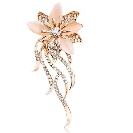 AFCJLTO Deyanse Women's Flower Brooch with Artificial Crystal, Fashion Alloy Flower Elegant Rhinestone Pin Pin Brooch for Clothing Dress Decoration Jewellery, Metal