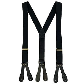 Canvas Old West Y-Back Button End Suspenders in Multiple colors and Sizes (Black, 48 Inch (Big + Tall))