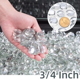 RUOJAS 10 Pounds Crystal Clear Fire Glass Beads 3/4 Inch Firepit Gems for Fire Pit Table, Fireplaces, Fire Bowl, Garden Landscaping & DIY Crafts
