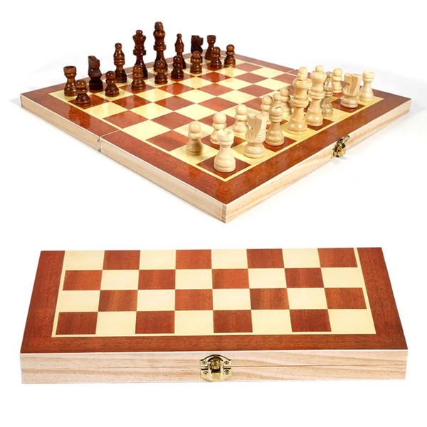 AUTERCO 11 Inch Wooden Chess Sets for Beginner - Portable Chess Board Game for Kids, Travel Folding Wooden Standard International Chess Set Board Game for Boy Girl and Adults Gift