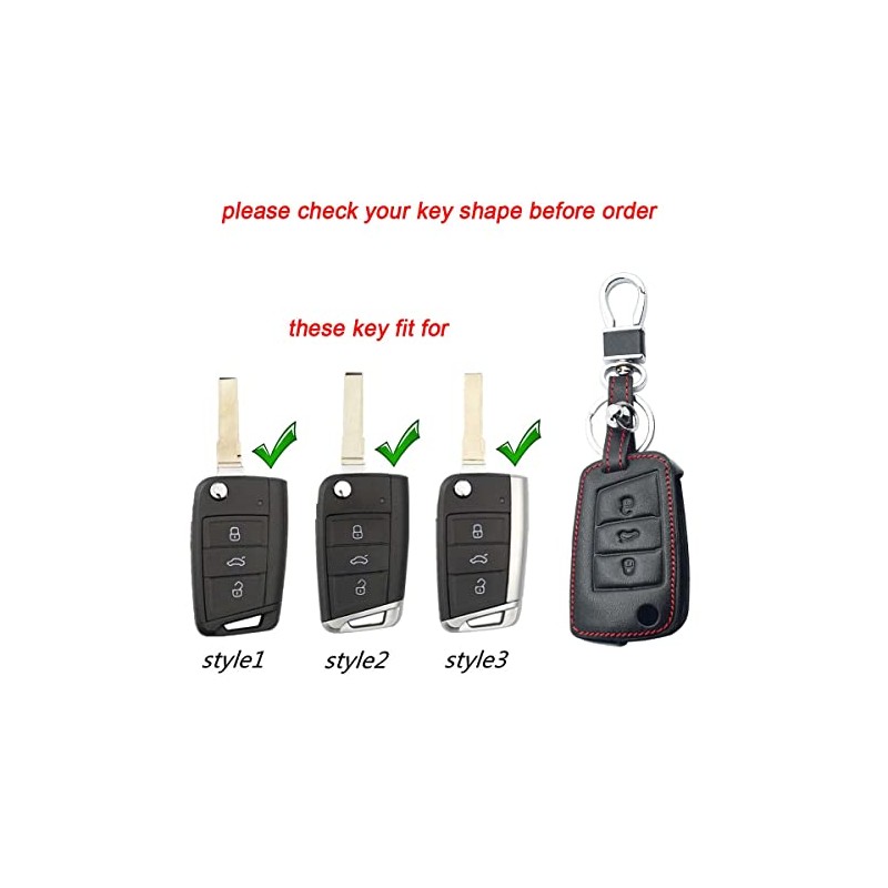 BIGJIYU Genuine Leather３Buttons Car Accessories For VW Key Cover With