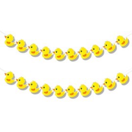 2pcs Duck Garland Banner, Cute Yellow Duck Photo Backdrop Flag Duck Themed Party Decorations Hanging Birthday Party Decorations Photo Booth Props