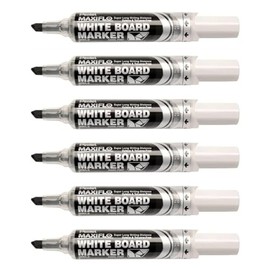 Pentel Maxiflo MWL6 Whiteboard Marker - Black - Wide Tip (Pack of 6)
