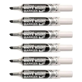 Pentel Maxiflo MWL6 Whiteboard Marker - Black - Wide Tip (Pack of 6)