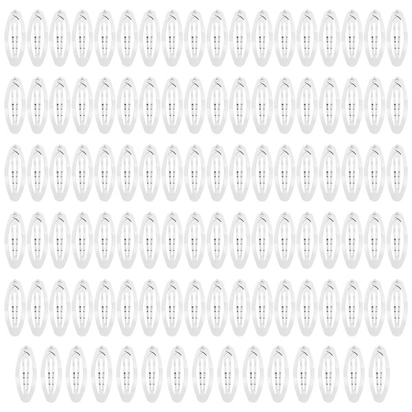 Lawie 100 Pack Bulk 2 Inch 5 CM Oval Snap Metal Hair Clips Barrettes Silver Hairpins Clips Thin Fine Bang Hair Holder Craft DIY Accessories for Women Girl Kids