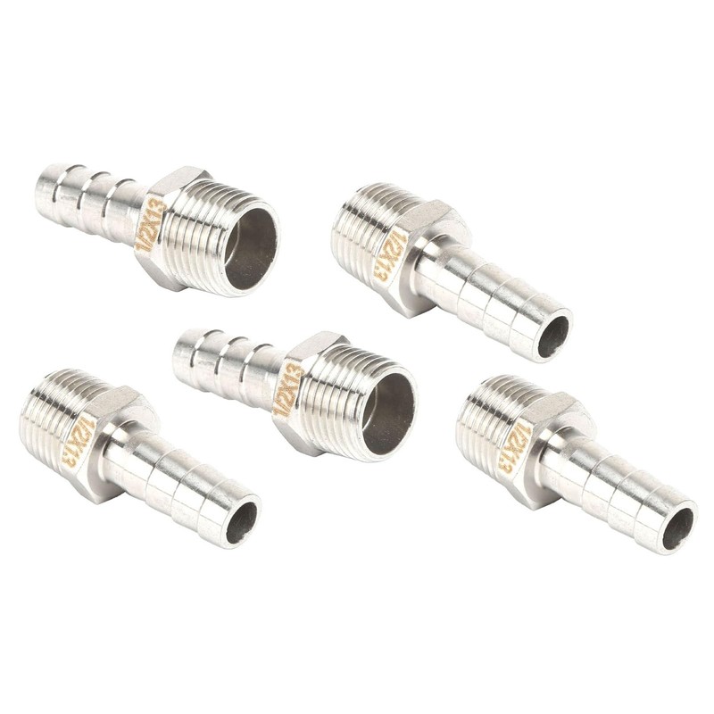 QiiMii Stainless Steel 304 Male Threaded Barb Hose Pipe Fitting