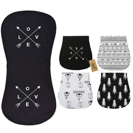 iZiv 4 Pack Baby Burp Cloths Feeding Nursing Towel Accessory, 3 Layers Absorbent Printing Soft Cotton 0-2 Years