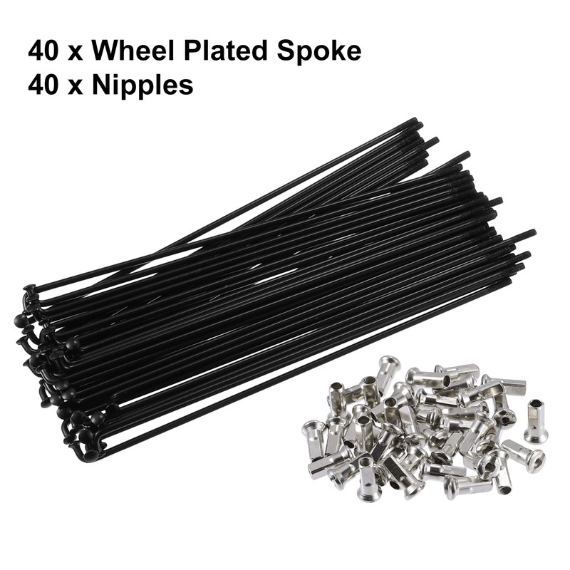 X AUTOHAUX 40pcs Bicycle Carbon Steel Spoke 12G 160mm Length