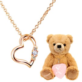 Sears Natural Diamond Love Heart Necklace and Pink Teddy Bear, Silver
