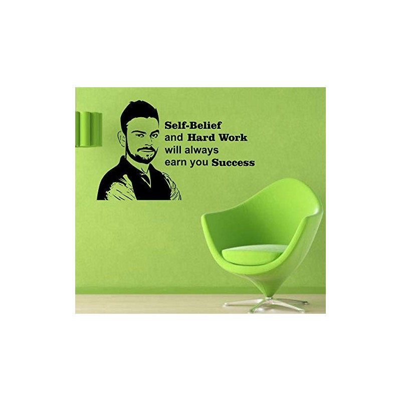 Wallstick Virat Kohli with Quotes Wallsticker (Vinyl 85 cm x