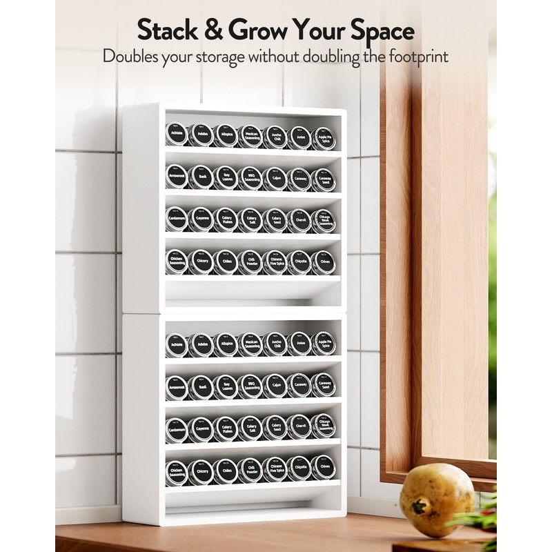 Orimade 4 Tier Spice Rack Organizer for Cabinet, Freestanding Bamboo