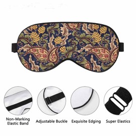 Vnwoalu Flowers Sleep Eye Mask Vintage Decorative Floral Leaves Men Women Sleep Mask with Adjustable Strap Eye Cover Eye Shade for Travel, Nap,Meditation