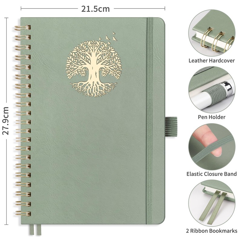 RETTACY Bullet Dotted Journal - A4 Notebook Hardcover Leather Journal,Dot