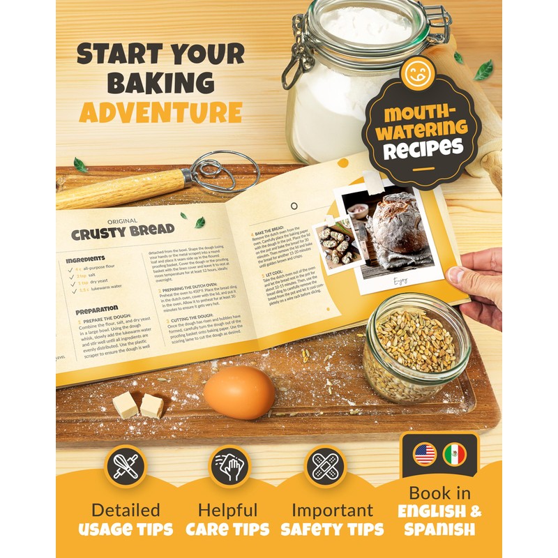 CRUSTLOVE Rectangular Cast Iron Dutch Oven for Bread Baking -