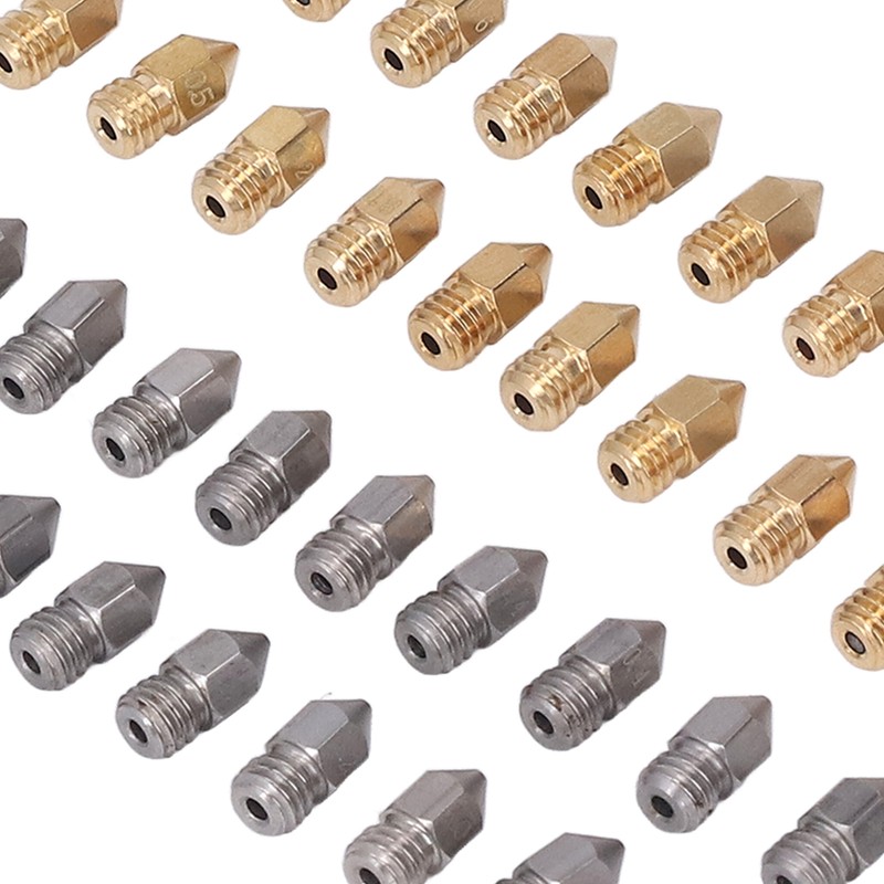 52Pcs 3D Printer Nozzle Stainless Steel Brass with Cleaning Tool