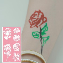 XMASIR 18 Sheets Hollow Out Mesh Gauze Temporary Tattoo Stencil, Hand Fatimas Stencils Reusable Tattoo Stickers for Women Girls Art Paint (18P)