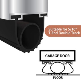 Gaahing Garage Door Bottom Seal Strip, 16.4 FT Replacement Weather Stripping, Impact Buffer Sealing Weatherstrip, Fits 5/16" T-End Double Track