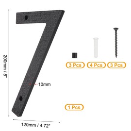 PATIKIL 8 Inch House Numbers, House Address Number Plate, Large Floating Modern House Number with Screws for Exterior Door Wall Street, Black, 7