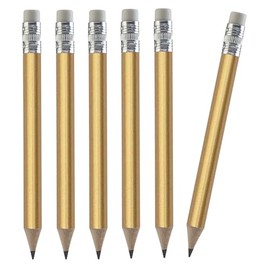 TH Golf 100pcs Golf Pencils, 4 Inch Mini Pencils Half Pencils with Eraser Sharpened Wood Mini Round Pencils for Schools Wedding Toddlers Home Corporate Multiple Colours (Gold)