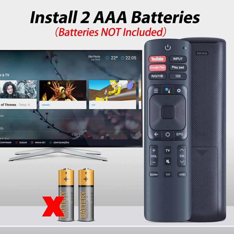 Voice Remote Control Replacement for Sharp/Hisense Android Smart TV Sub