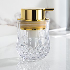 Foaming Soap Dispenser, Bathroom Hand Foam Soap Dispensers for Gold Pump,Glass Refillable Dish Soap Dispenser,Modern Home Soap Dispenser for Bathroom,Kitchen(Clear/Gold Poam Pump)