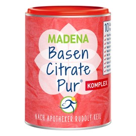 MADENA Premium BasenCitrate Pure Complex According to Pharmacist Rudolf Keil, Citrate Base Powder Vegan 240 g, the Original with 100% Organic Bases, Lots of Magnesium Citrate, Zinc, Potassium,