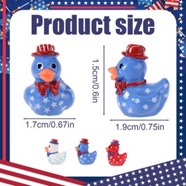 Lyreh 30pcs Patriotic Mini Resin Ducks, Cute 4th of July Tiny Resin Ducks Miniature Animal Figures for Micro Garden Landscape Tabletop Independence Holiday Decoration (Red, White, Blue)
