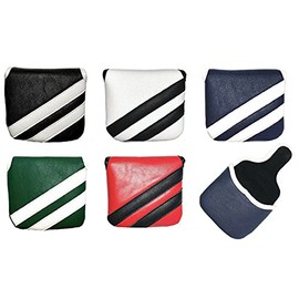 Mallet Headcover Putter Cover for Odyssey 2 Ball Tailor Made Spider Putter Solid Color (Navy Blue (White Line)