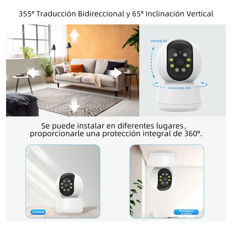Cámara Seguridad 5mp*355°wifi Hd Led Monitoreo Llamadas Voz