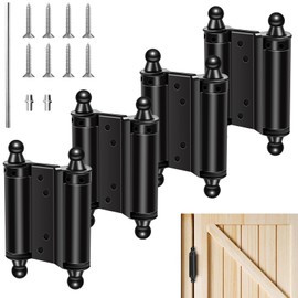 4 PCS 3''Double Action Spring Door Hinges - Dual-Swing Saloon Door Hinges, Swinging Door Hinge with Screws and Pins, Spring Hinge for Saloon Cafe Pub, Heavy-Duty Stainless Steel, Black