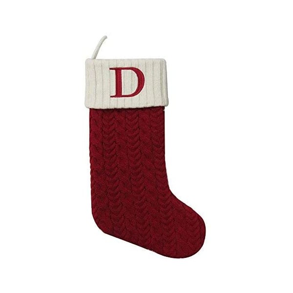 St. Nicholas Square 21 Inch Cable Knit Monogram Christmas Stocking (Embroidered D)