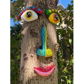 Tree Faces Decor Outdoor, Cute Tree Decorations Outdoor Faces, Weather Resistance Colorful and Sturdy Fun Outdoor Tree Faces Decor, Creative Faces for Trees, Garden Tree Art Faces Decor
