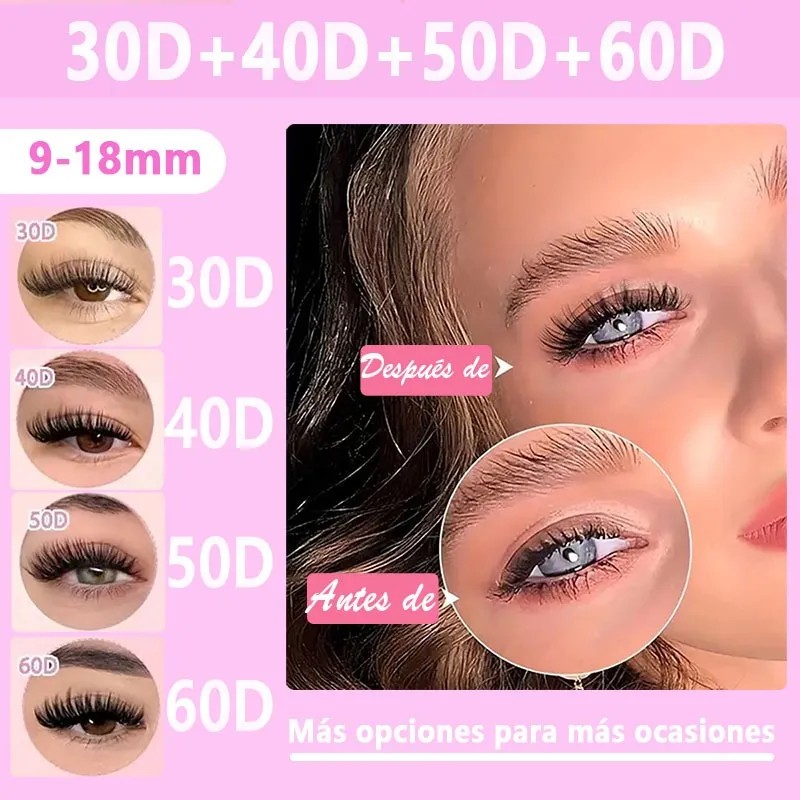 802 Kit Pestañas Maquillaje Completo Diy Extension 9-18mm Negro D
