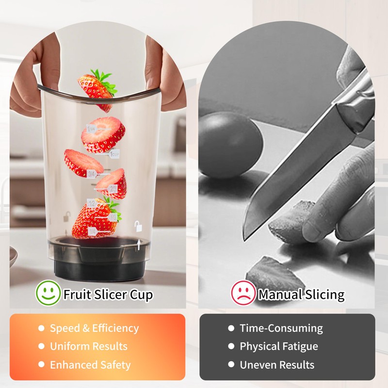 Fruits Slicer Cup,Fruit Slicing Cup with Removable Blade-Strawberry, Banana, Cucumber,