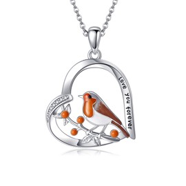 YAFEINI Bird Lovers Gifts Sterling Silver Robin Bird Pendant Necklace Bird Jewellery for Women and Her