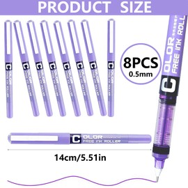 10 PCS Purple Rollerball Pens, 0.5mm Fine Tip Ink Pens For Smooth Writing, Quick-Dry No Smudge, Ideal Pens For School, Home Or Work Stationery Supplies, For Kids Adults Students,Teachers,Professionals