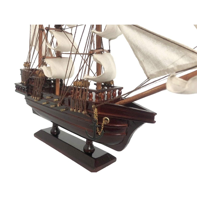 Hampton Nautical Wooden Blackbeard's Queen Anne's Revenge White Sails Pirate
