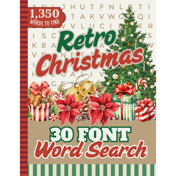 30 Font Word Search Book For Seniors: Retro Christmas /