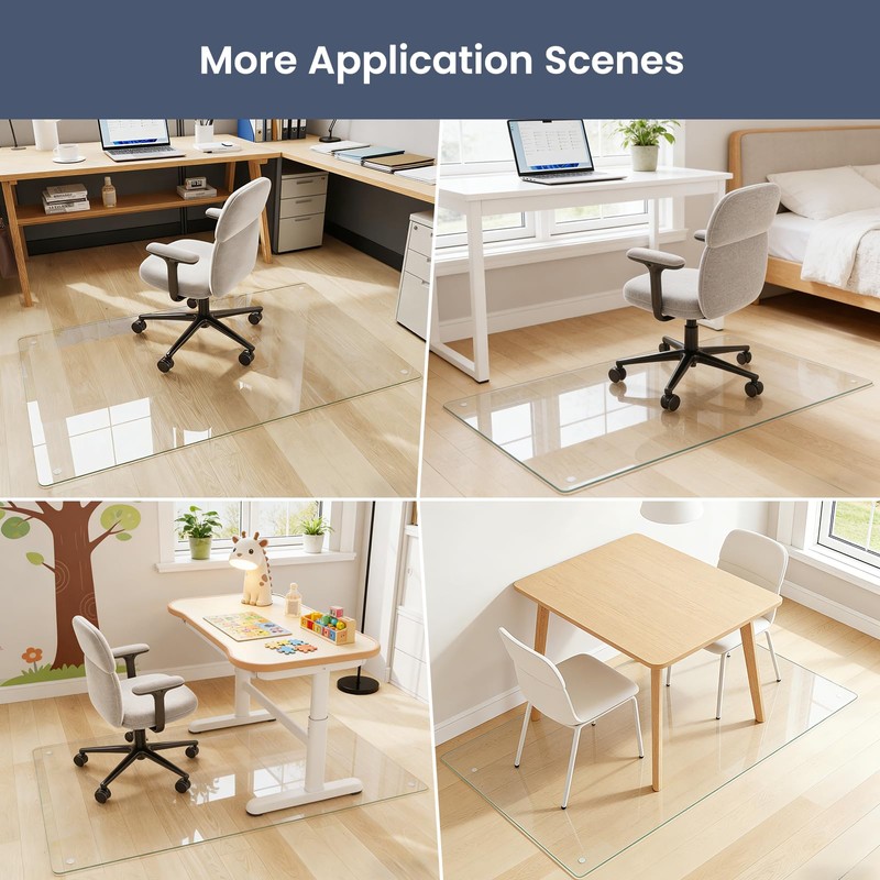 46"x46" Tempered Glass Chair Mat for Carpet