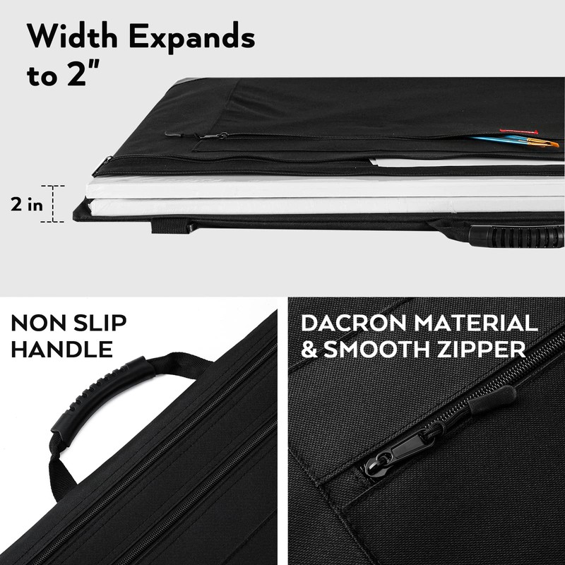 Nicpro Light Weight Art Portfolio Bag, 24x36 Black Art Canvas