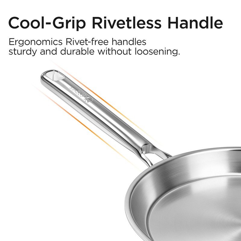 COOKER KING 11" Stainless Steel Crepe Pan, Everyday Flat Skillet