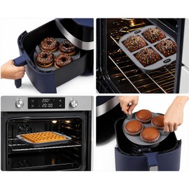 Kit de 4 Moldes de Silicona para Freidora de Aire 19 cm, Antiadherentes y Reutilizables, para Muffins, Cupcakes, Donas, Waffles y Brownies – Accesorios de Cocina